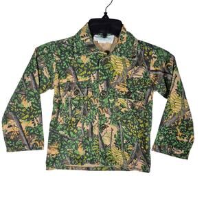 Vintage 80s Toddler 4 Bushlan Camouflage Collared Long Sleeve Button Shirt USA